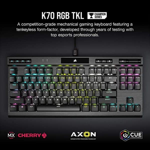 , Corsair K70 RGB TKL CHAMPION SERIES Optical-Mechanical Gaming Keyboard