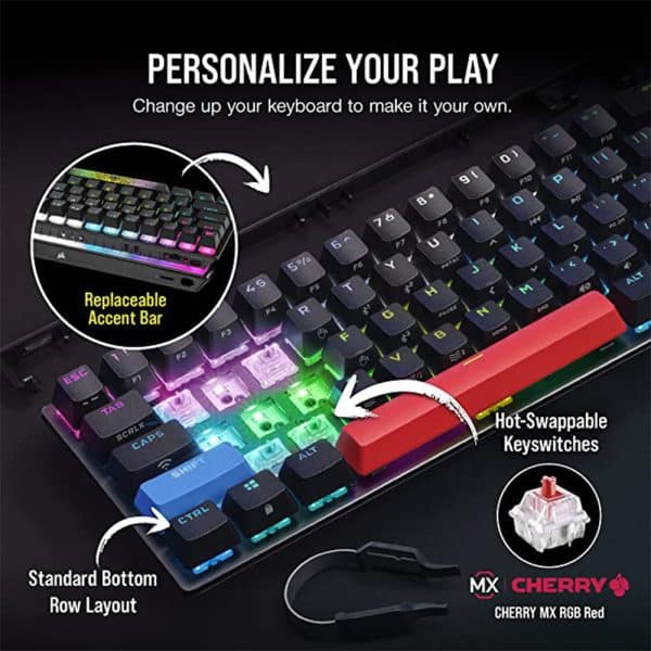 , Corsair K70 PRO Mini Wireless RGB Mechanical Keyboard &#8211; Black
