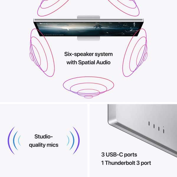 , Apple Studio Display 27&#8243; 5K Retina Screen with Standard Glass and Tilt &amp; Height-Adjustable Stand &#8211; Silver