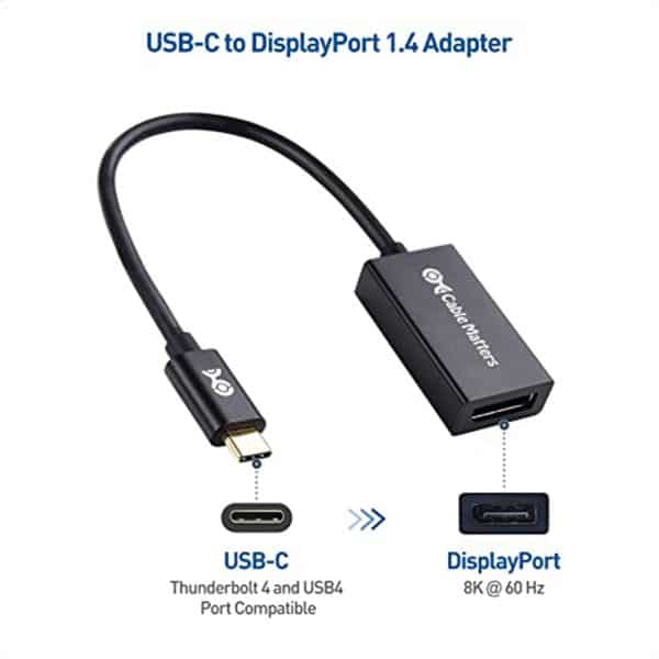 , Cable Matters USB C to DisplayPort 1.4 Adapter with 8K@60hz, 4K@144hz