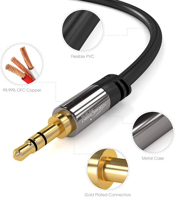 , KabelDirekt &#8211; Stereo Jack Cable, Aux Cord and Audio Cable 3.5mm  &#8211; 3m &#8211; black