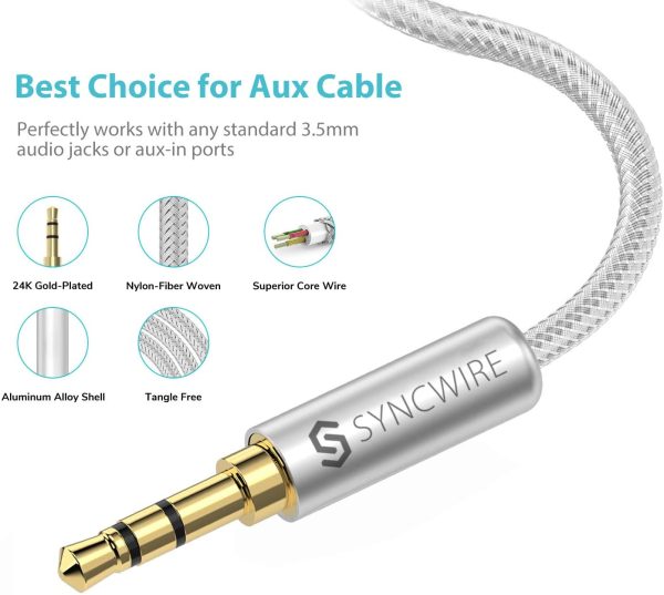 , Syncwire 3.5mm Aux Cable 1m &#8211; Nylon Braided Hi-Fi Sound Audio Auxiliary