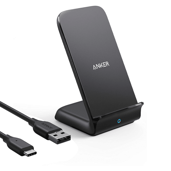 , Anker 15W Max Wireless Charger with USB-C, PowerWave 7.5 Stand, Qi Certified Fast Charging