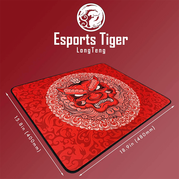 , Esports Tiger LongTeng Gaming Mouse Pad &#8211; Red, Stitched Edges, Large