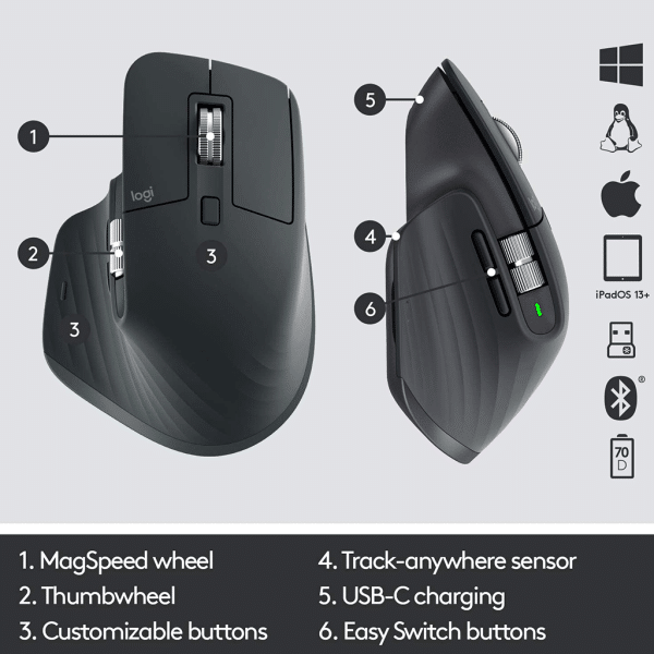 , Logitech MX Master 3 Advanced Wireless Mouse