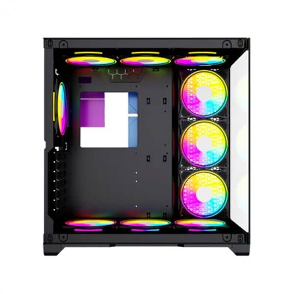 , Twisted Minds Bullet-07 Mid Tower Glass Case with 7 RGB Fans &#8211; Black
