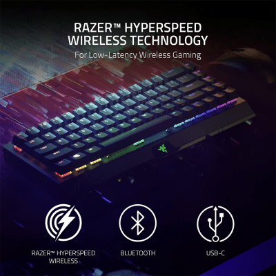 , Razer BlackWidow V3 Mini HyperSpeed 65% Wireless Mechanical Gaming Keyboard
