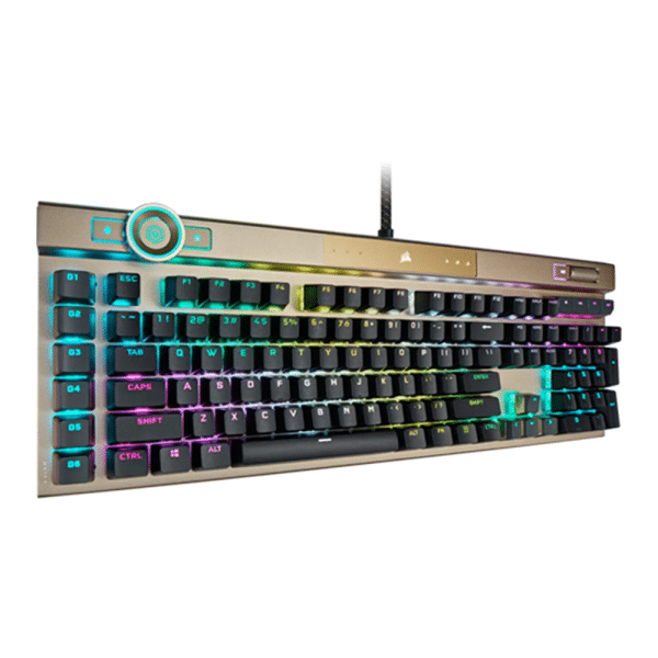 , Corsair K100 RGB Optical-Mechanical Gaming Keyboard &#8211; Midnight Gold &#8211; AR Layout