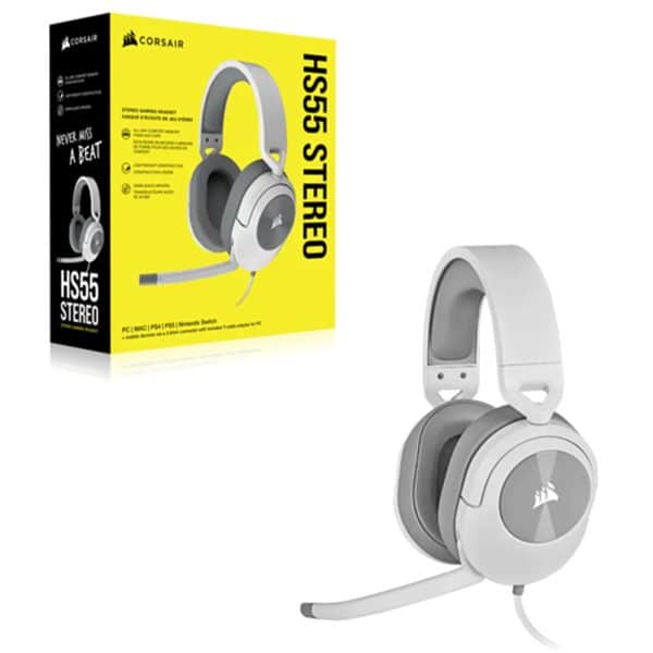 , Corsair HS55 STEREO Wired Gaming Headset &#8211; White
