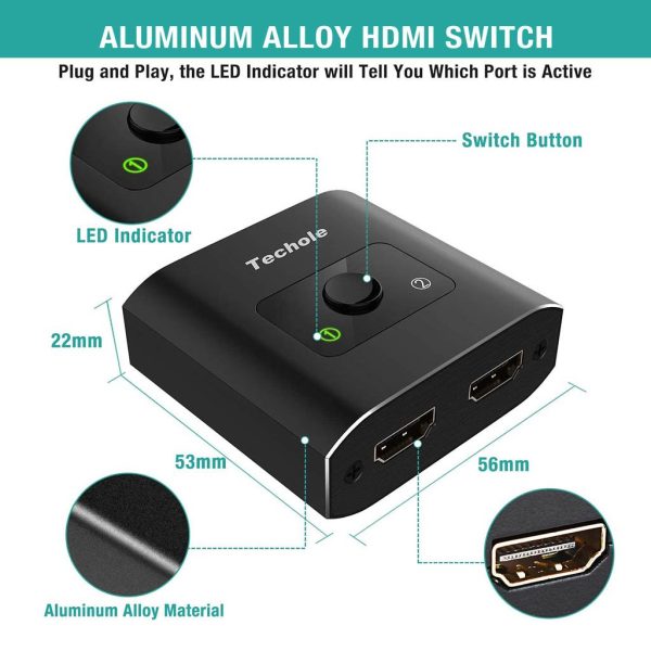 , HDMI Splitter 1 In 2 Out or 2 Input to 1 Output HDMI Switcher