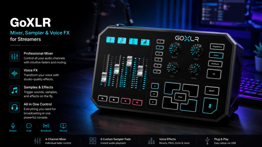 TC Helicon GoXLR Black and White USB Streaming Mixer - AX Store Kuwait