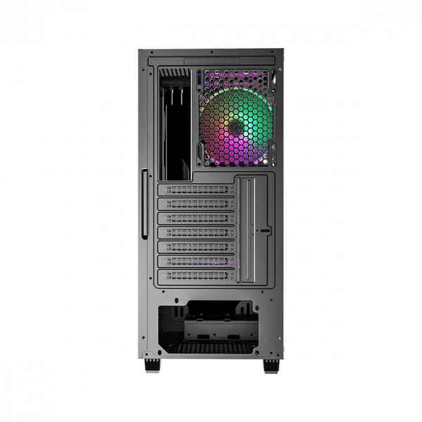 , GameMax Revolt ATX Mid Tower Tempered Glass Side Panel Case with 4 ARGB Fans &#8211; Black