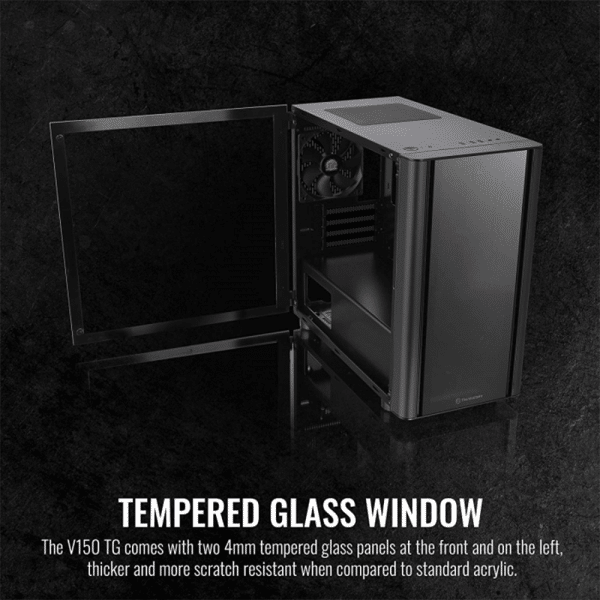 , Thermaltake V150 TG ATX Mid Tower Tempered Glass Side Panel Micro Case With 1 ARGB Fans &#8211; Black