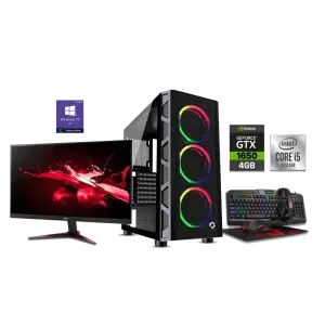 GTX 1650 Gaming PC – i5-10400F – GameOn Trident II Black + Monitor
