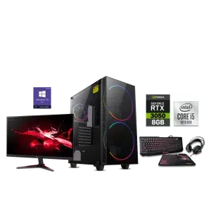 RTX 3050 8GB Gaming PC – i5-10400F – GameMax Black Hole + Monitor