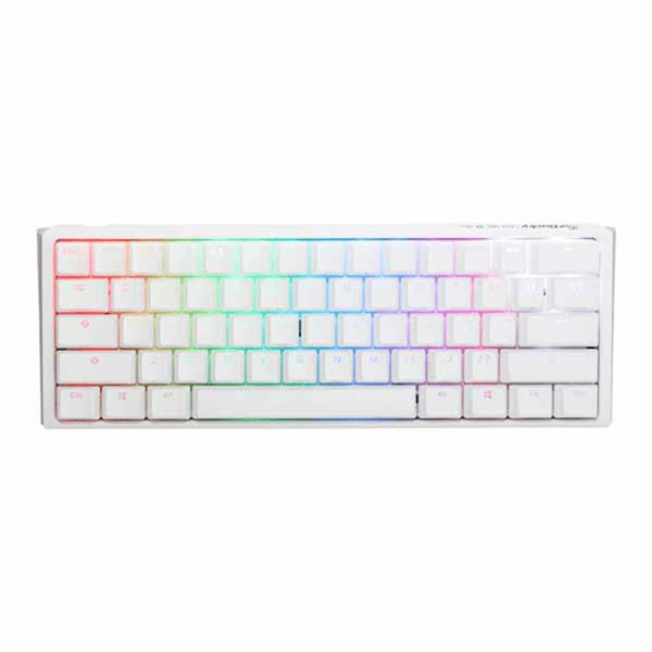 , Ducky One 3 Mini &#8211; Silent Red Switch RGB Hot-Swap Mechanical Keyboard &#8211; Aura White
