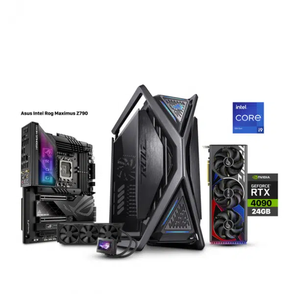 , Gaming PC i9-13900K, Asus Intel Rog Maximus Z790, 64GB RAM DOMINATOR (6800), SAMSUNG 990 PRO 1TB GEN-4, 2TB SSD NVME GEN-4, ROG STRIX 4090 24GB VGA, Rog Ryujin III 360 Liquid Cooler, ROG Platnium 1200 Watt, Asus Hyperion GR701 Full Tower Case, Win 11 Pro