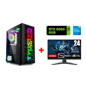 RTX 4060 Gaming PC – i5-12400F – Trinity Black + Monitor