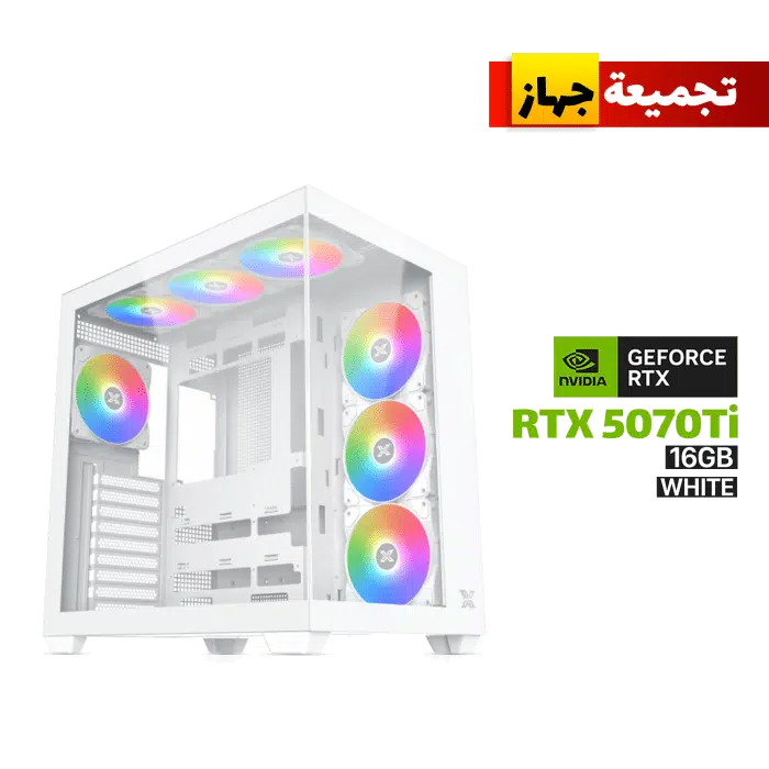 RTX 5070 Ti Gaming PC – i7-14700K – Aqua V Air Arctic White