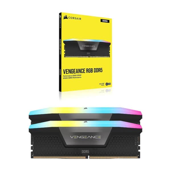 CORSAIR VENGEANCE® RGB 96GB (2x48GB) DDR5 DRAM 6600MT/s CL32 Memory Kit — Black - Image 2