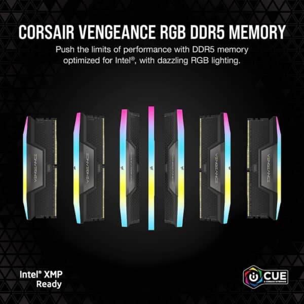 CORSAIR VENGEANCE® RGB 96GB (2x48GB) DDR5 DRAM 6600MT/s CL32 Memory Kit — Black - Image 6