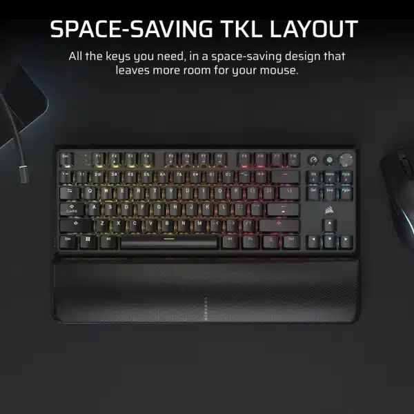 CORSAIR K70 CORE TKL Wireless Gaming Keyboard – MLX Red v2 Switches RGB Black - AX Store Kuwait - 2
