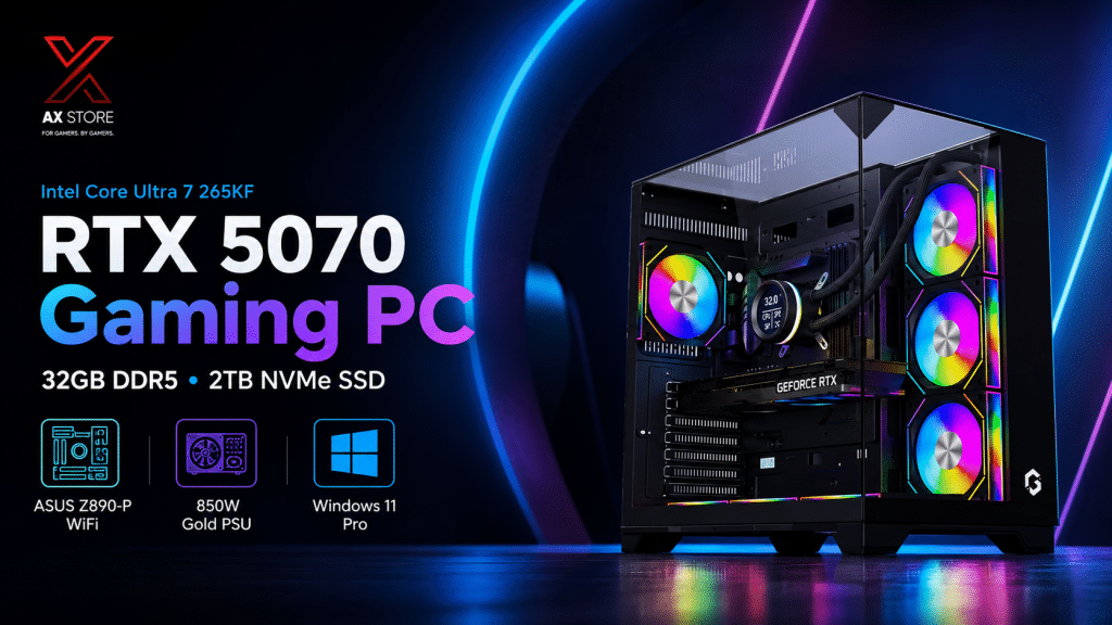 Gaming PC Intel Core Ultra 7 265K with RTX 5070 12GB, 32GB DDR5, 2TB NVMe SSD and L360 Liquid Cooling at AX Store