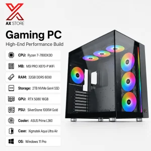 RTX 5080 Gaming PC – Ryzen 7 7800X3D – Aqua Ultra Air Black