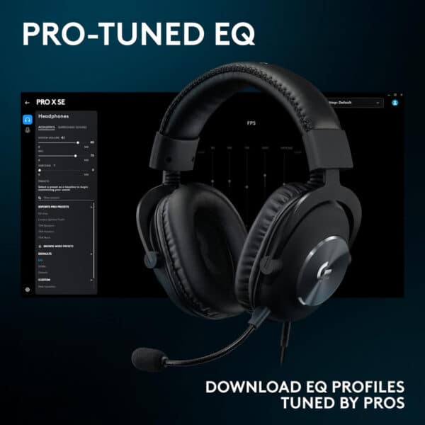 Logitech Pro X SE Wired Gaming Headset Blue Voice Software, DTS X 2.0, 20Hz - 20 KHZ, Premium Leatherete - Black - AX Store Kuwait