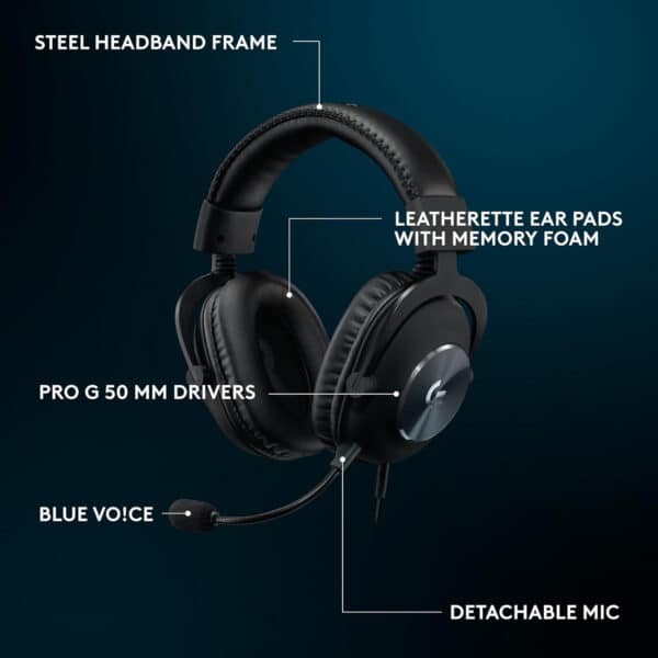 Logitech Pro X SE Wired Gaming Headset Blue Voice Software, DTS X 2.0, 20Hz - 20 KHZ, Premium Leatherete - Black - AX Store Kuwait