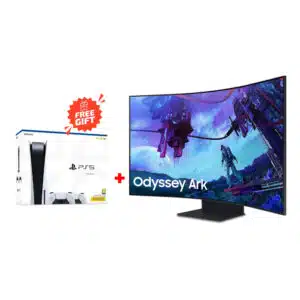 Samsung Odyssey Ark 2nd Gen. (G97NC) 55" 4K UHD (3840 x 2160), VA Panel, 1ms(GTG), 165Hz, 4 Input Multi View, Quantum Mini-LED, AMD FreeSync Premium Pro, HDMI 2.1, Adjustable HAS PIVOT Stand, 1000R Curved Gaming Monitor With Sony PlayStation 5 (FREE GIFT)
