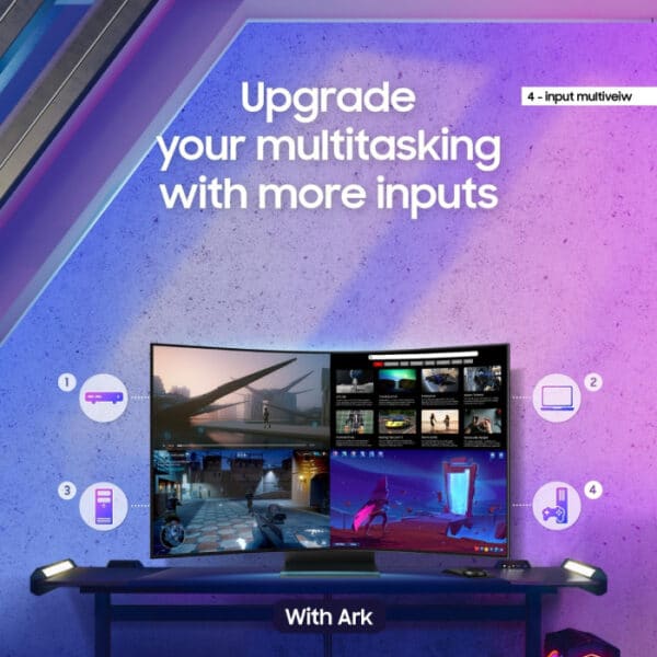 Samsung Odyssey Ark 2nd Gen. (G97NC) 55" 4K UHD (3840 x 2160), VA Panel, 1ms(GTG), 165Hz, 4 Input Multi View, Quantum Mini-LED, AMD FreeSync Premium Pro, HDMI 2.1, Adjustable HAS PIVOT Stand, 1000R Curved Gaming Monitor With Sony PlayStation 5 (FREE GIFT) - Image 7