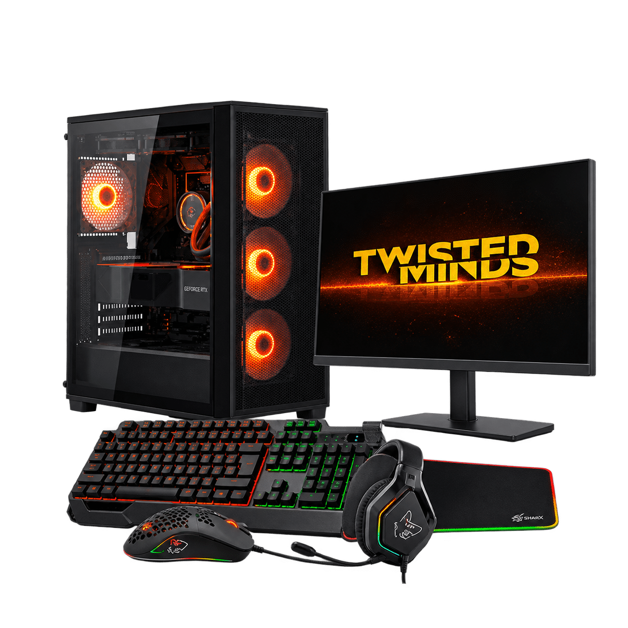 RTX 3050 8GB Gaming PC – i5-12400F – Cougar MX220 Black + Monitor