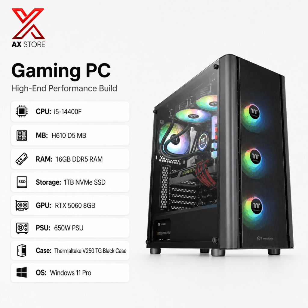 RTX 5060 Gaming PC – i5-14400F – Thermaltake V250 TG Black