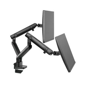 Silver Stone Dual Monitor Arm With Mechanical Spring Design And Versatile Adjustability (17'' to 32'')
