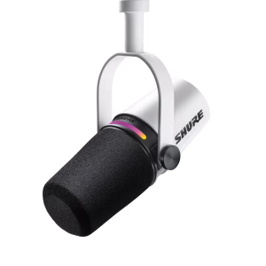 Shure MV7+ Hybrid Dynamic Podcast Microphone White - USB & XLR - Voice Isolation - RGB Touch Panel