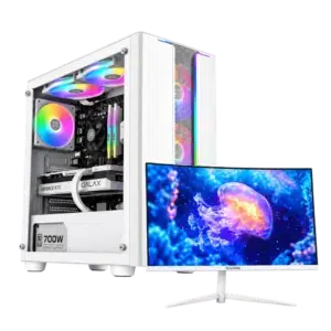 RTX 5060 Gaming PC – i5-14400F – Y Pro Arctic White + Monitor