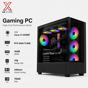 Intel Core i7-14700F Gaming PC - B760 D5 - 16GB DDR5 - 1TB NVMe SSD - RTX 5060 Ti 8GB - 750W PSU - 240mm Liquid Cooling - Acer V930B RGB Case - Windows 11 Pro - AX Store Kuwait