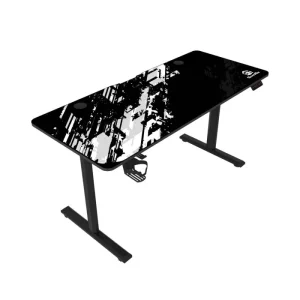 GamerTek GT-Elevate X White Black Adjustable Gaming Desk 140x60cm at AX Store