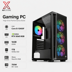 Gaming PC Intel Core i5-12400F - H610 DDR4 - 16GB RAM - 1TB NVMe SSD - RTX 5060 8GB - 750W Gold PSU - Sharx Razorfin RGB - Windows 11 Pro - AX Store Kuwait