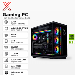 Gaming PC Ryzen 9 9950X3D with ASUS TUF RTX 5090 32GB, 32GB DDR5 6000 RAM, 2TB Gen4 NVMe SSD and ASUS TUF LC360 Liquid Cooling at AX Store