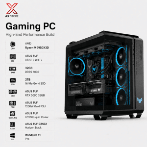 Gaming PC Ryzen 9 9950X3D with ASUS TUF RTX 5090 32GB, 32GB DDR5 6000 RAM, 2TB Gen4 NVMe SSD and ASUS TUF LC360 Liquid Cooling at AX Store