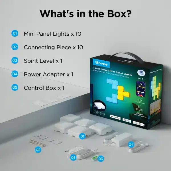 Govee Smart Mini Panel Lights H8069 – 10 Pack RGB Wall Panels - AX Store Kuwait