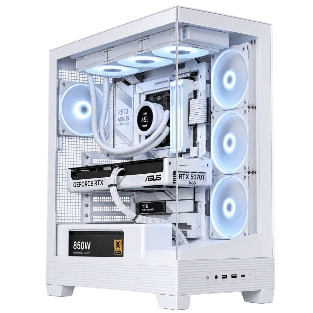 RTX 5070 Ti Gaming PC – Ryzen 9 9950X3D – ASUS A31 Plus White