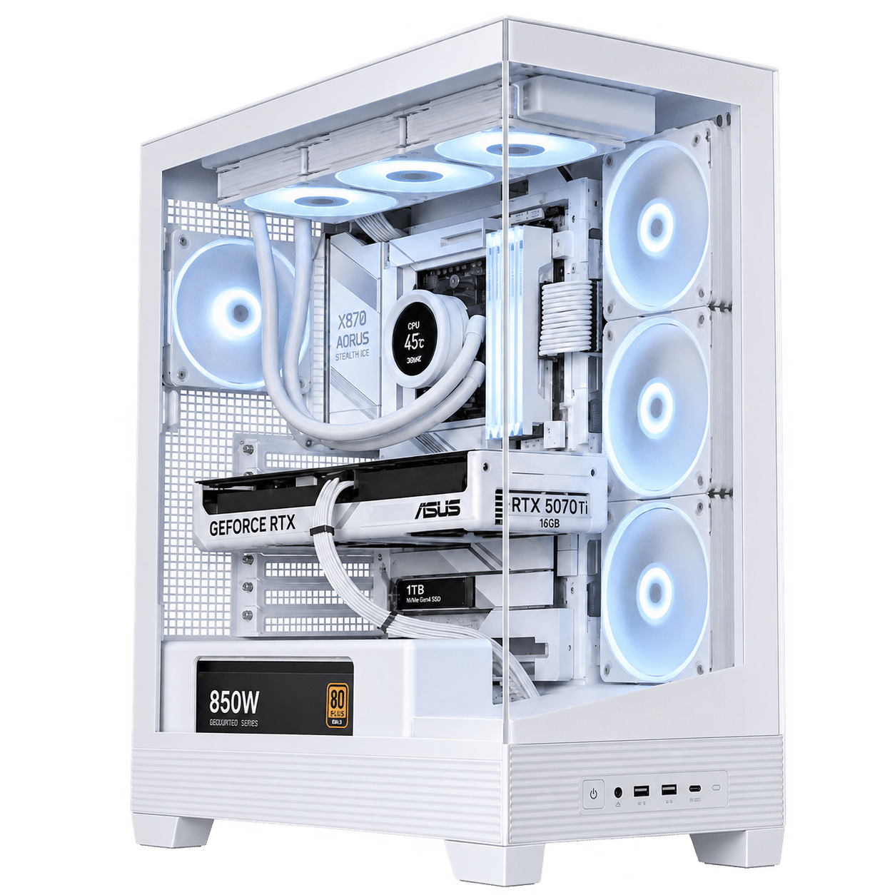 RTX 5070 Ti Gaming PC – Ryzen 9 9950X3D – ASUS A31 Plus White
