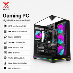 High-Performance Gaming PC with Intel Core Ultra 5-225F, RTX 5070 12GB, 16GB DDR5 RAM and Twisted Minds Elite Black Case