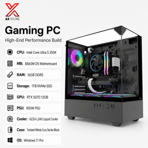 High-Performance Gaming PC with Intel Core Ultra 5 250K, RTX 5070 12GB, 16GB DDR5 RAM and Twisted Minds Fury Black Case