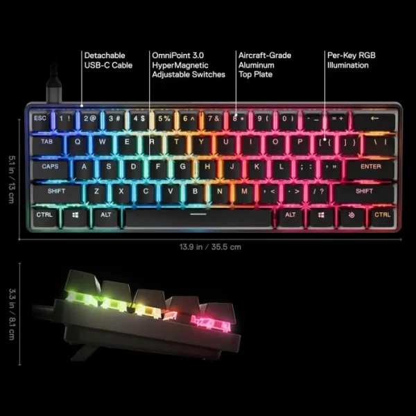 SteelSeries Apex Pro Mini Wired Gaming Keyboard – OmniPoint 3.0 - AX Store Kuwait - 5