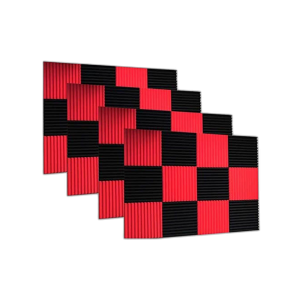 12 Pack Black & Red Foam Wedge Studio Soundproofing Panels