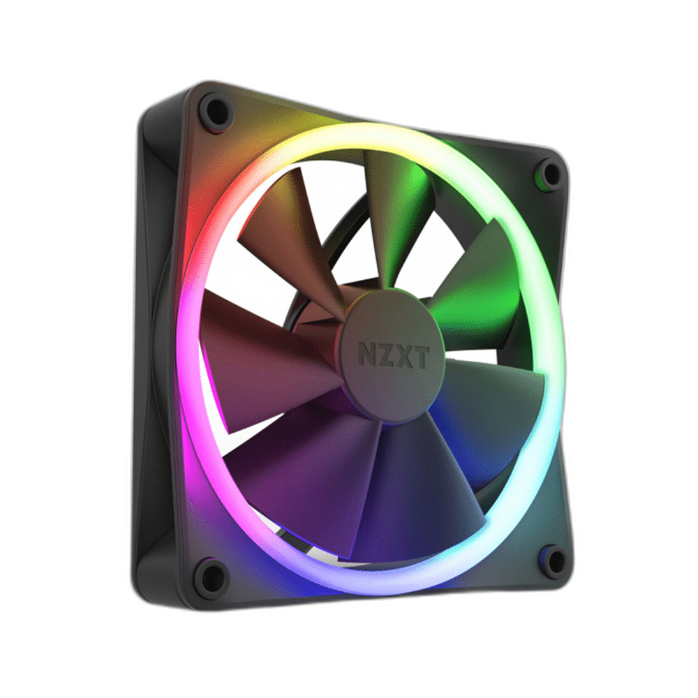 NZXT F120 RGB 120mm Case Fan, Black with RGB Lighting